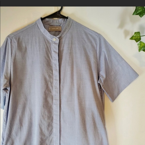 Everlane Collarless Tunic ShirtDress Blue Size 4 - Picture 3 of 8
